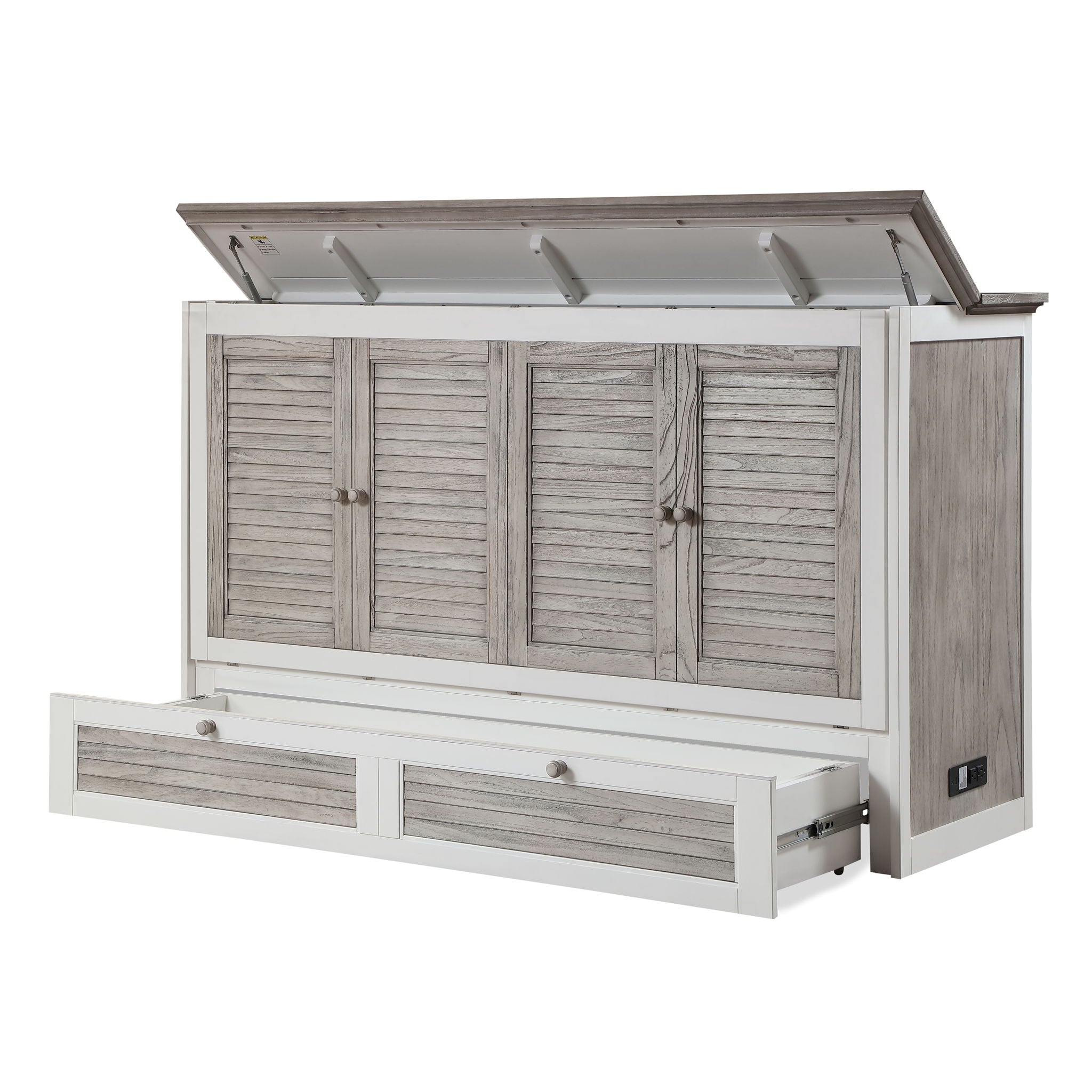 Islamorada - Queen Size Cabinet Bed With Mattress - Dapple Gray / Blanc