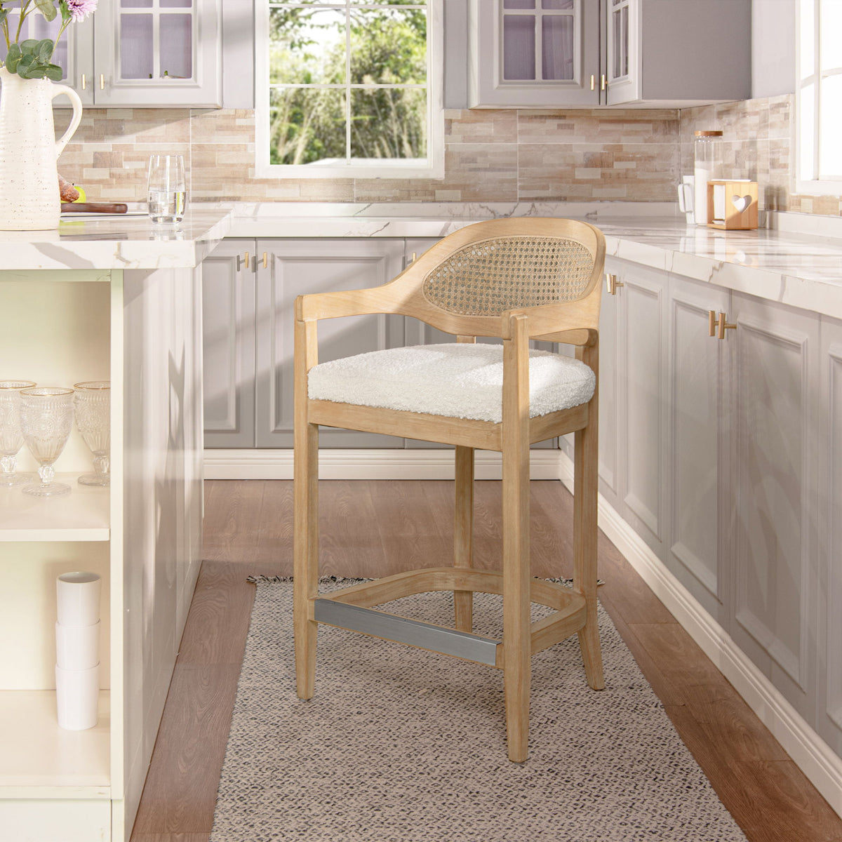 Americana - Mid-Century Modern Cane Back Counter Stool
