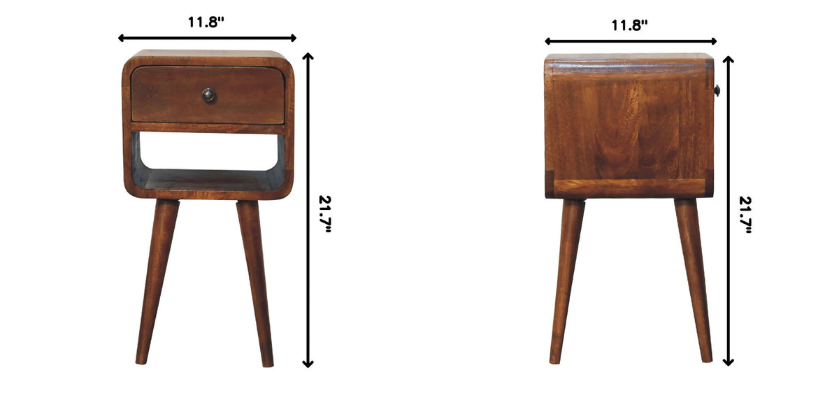 Mini Chestnut Curve Lower Bedside Nifhtstand