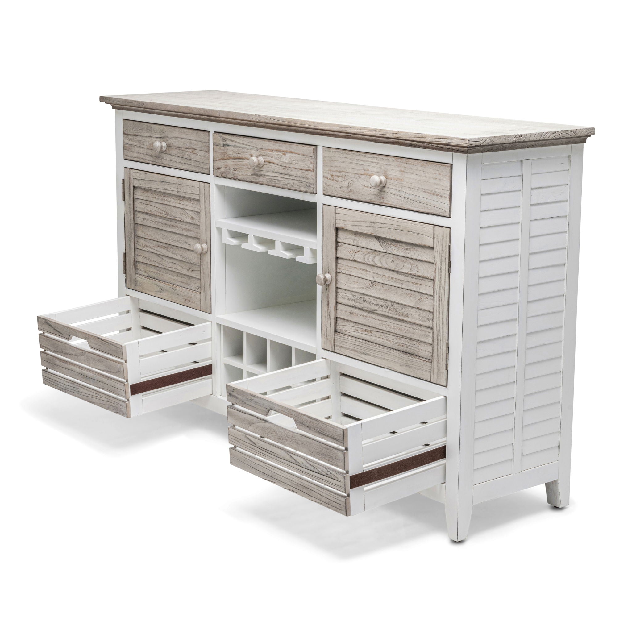 Islamorada - Sideboard With Wine Rack - Dapple Gray / Blanc