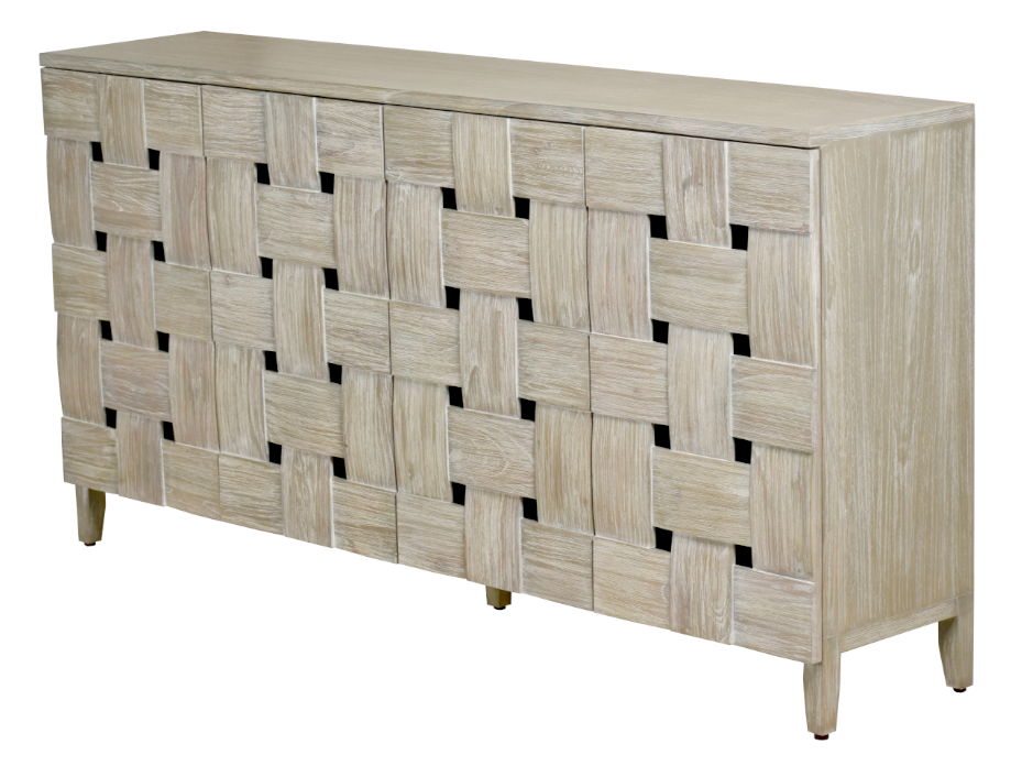 Wooden Weave - 4-Door Credenza With Soft Close Doors - Gray