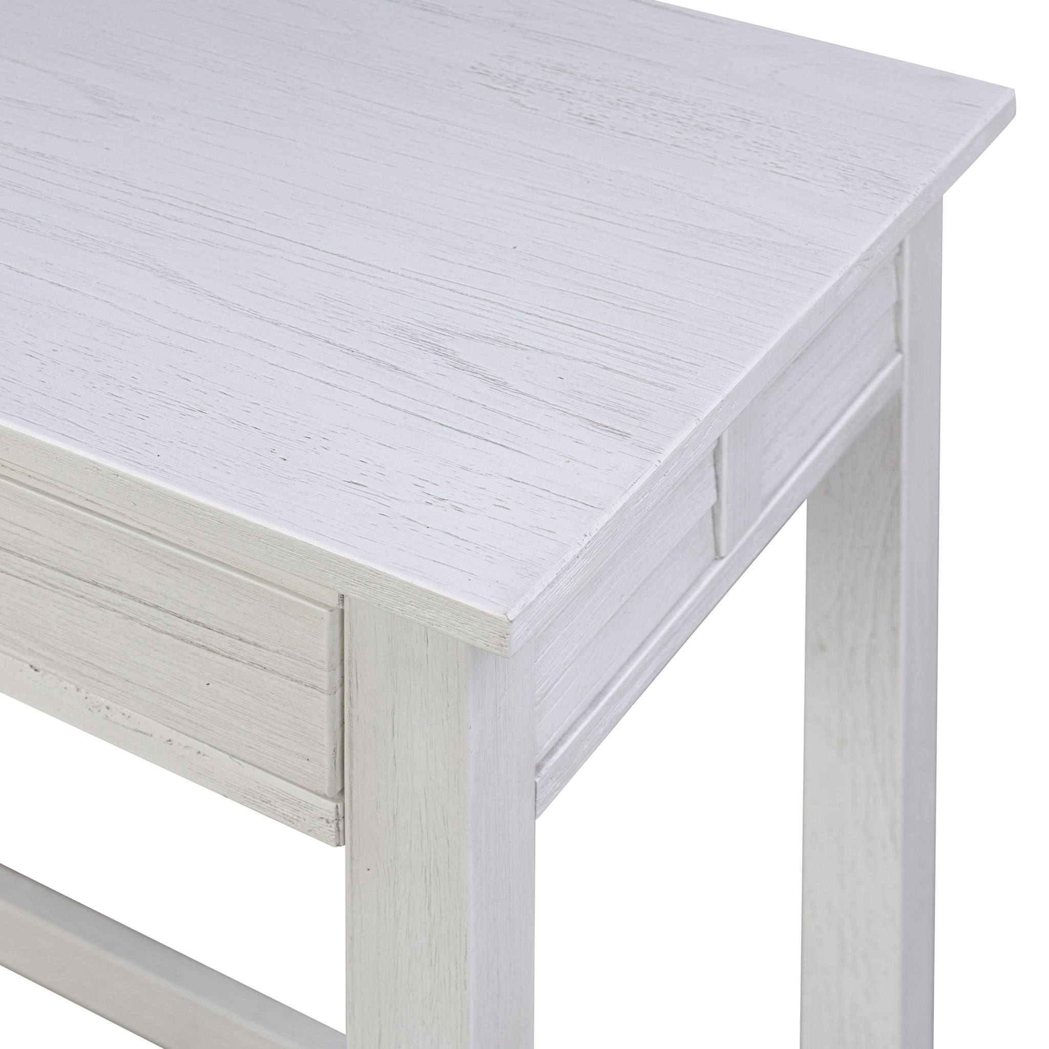 Surfside - 3-Drawer Console With Power Strip, USB-A And USB-C Port - Weathered White