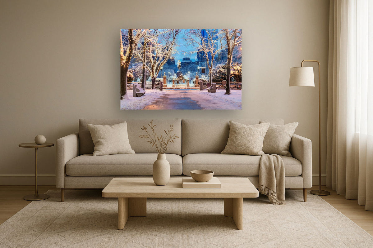 Tempered Glass With Foil - Boston In Winter - Light Blue