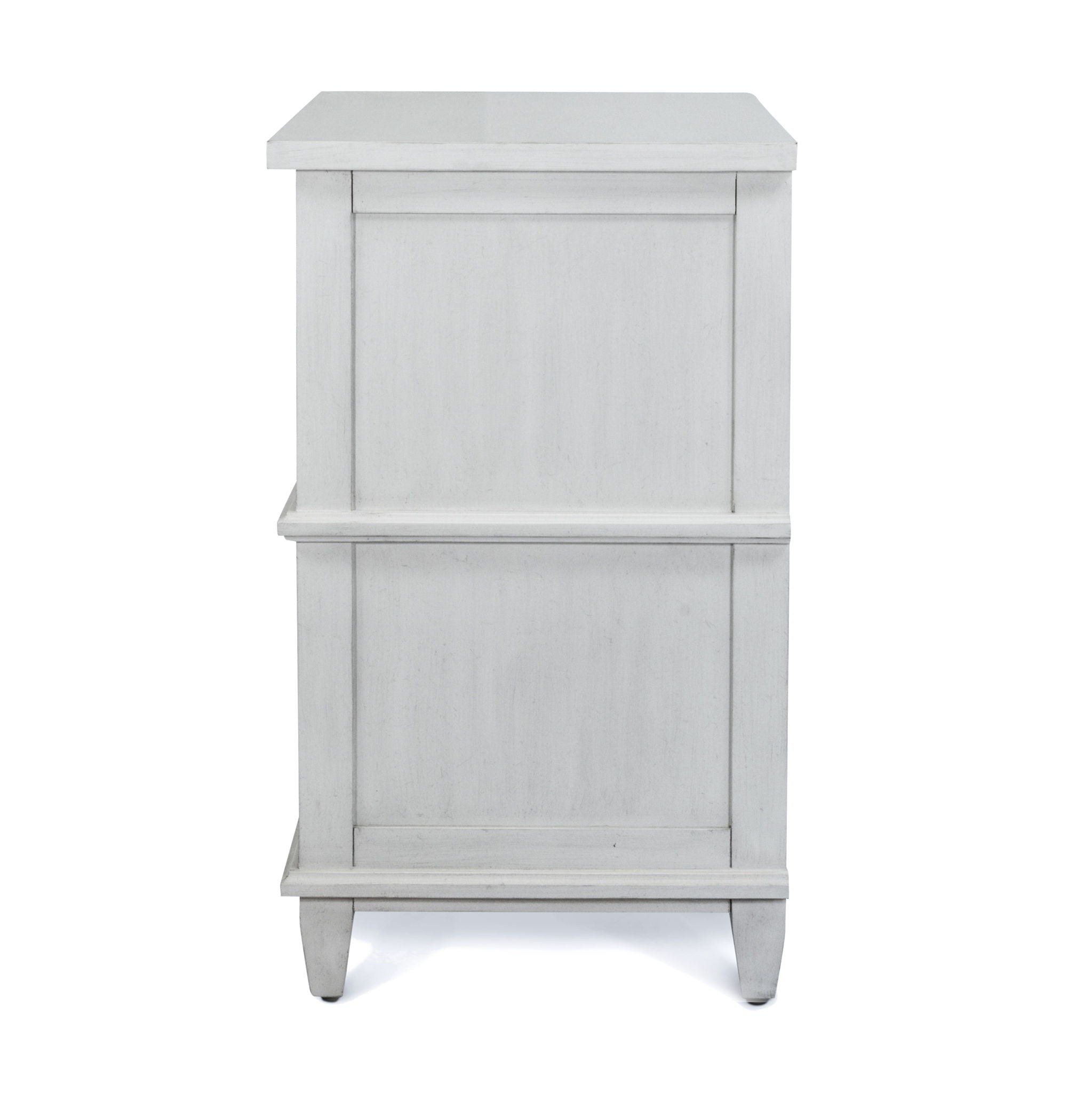 Point Breeze - 2 Drawer Nightstand With Power Strip, USB-A And USB-C Port - Fresh White With Soft Gray Glaze