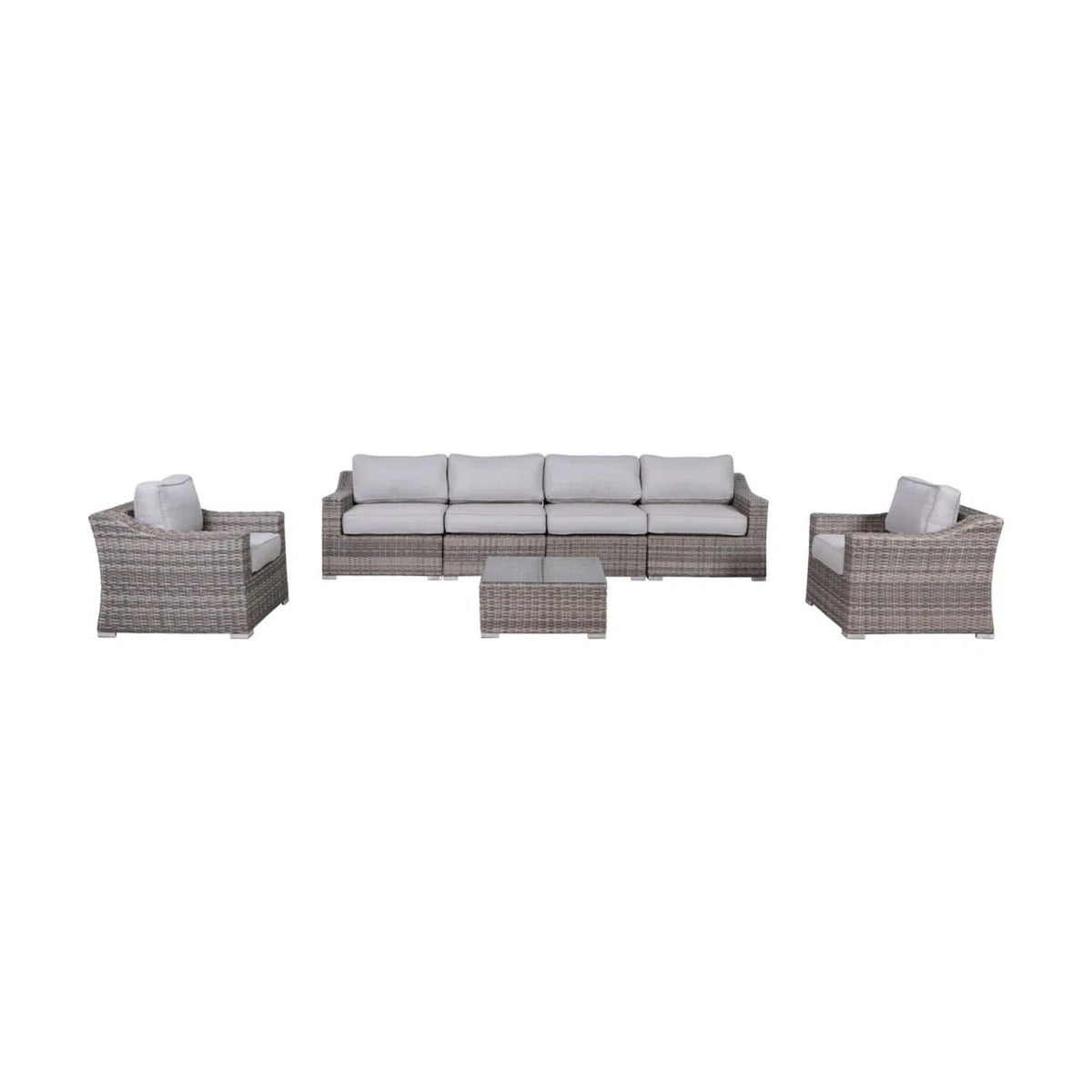 Outdoor Wicker Conversation Set With Cushions, All Weather
