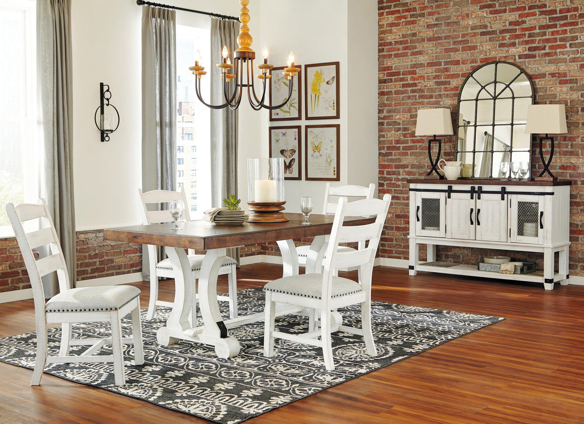 Valebeck - Rectangular Dining Room Table - White / Brown