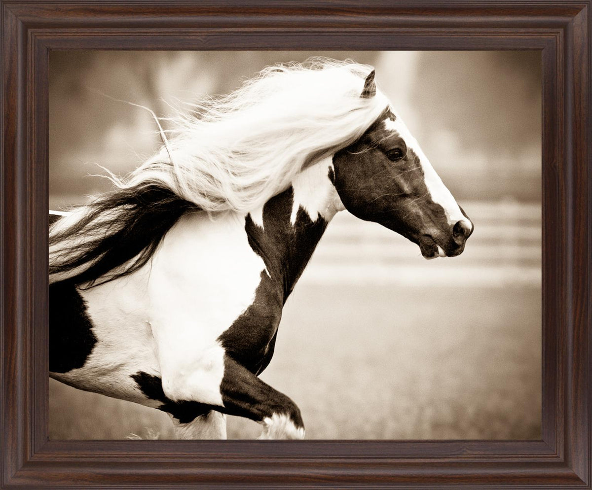 Galloping Spirit - 28" x 34" Framed Wall Art - Dark Brown