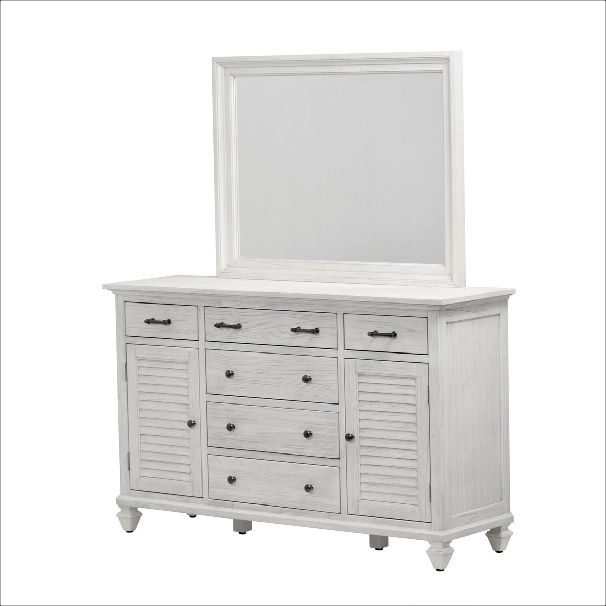 Surfside - Rectangular Dresser Mirror - Weathered White